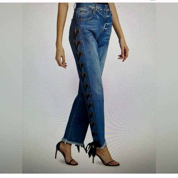 Alice + Olivia  Shayne Lace Up Ribbon Jean Size: 30 - Picture 14 of 14